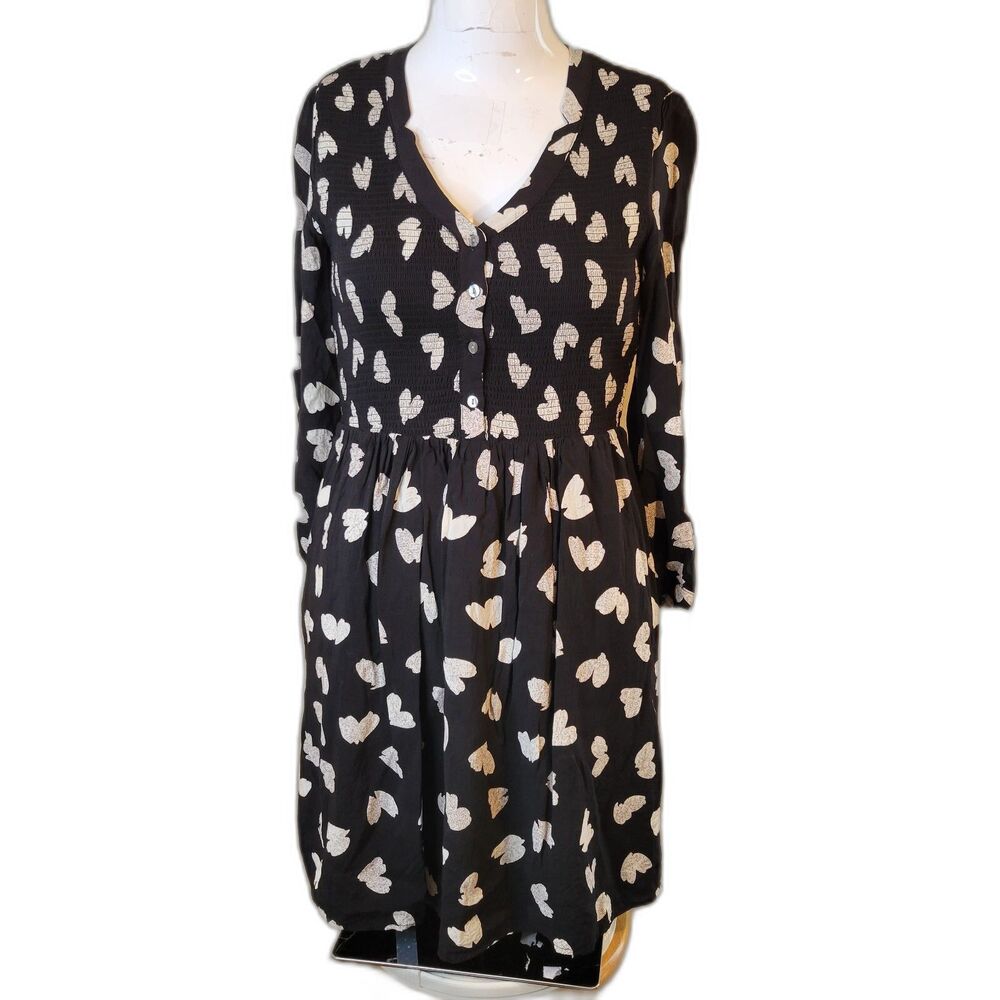 Maeve Anthropologie XS women dress stretch lining pockets texture button ribbed